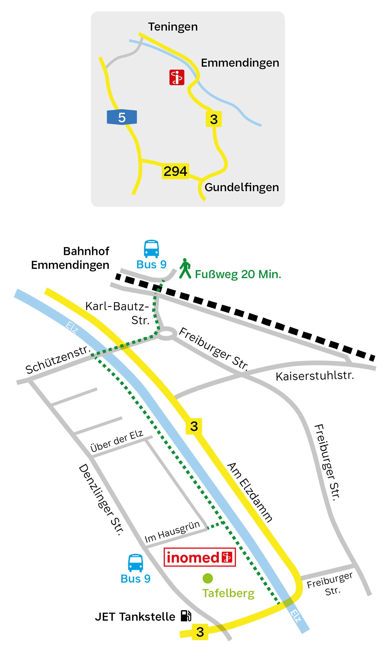 Skizze: inomed Anfahrtskarte