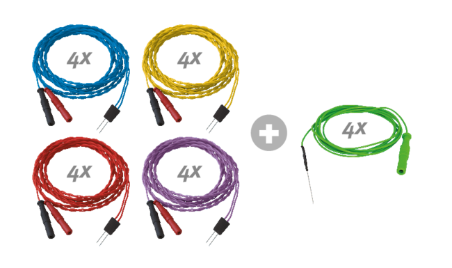 Double Needle Electrode, 4 channel set 12/1500, 2.5 mm, Stainless Steel