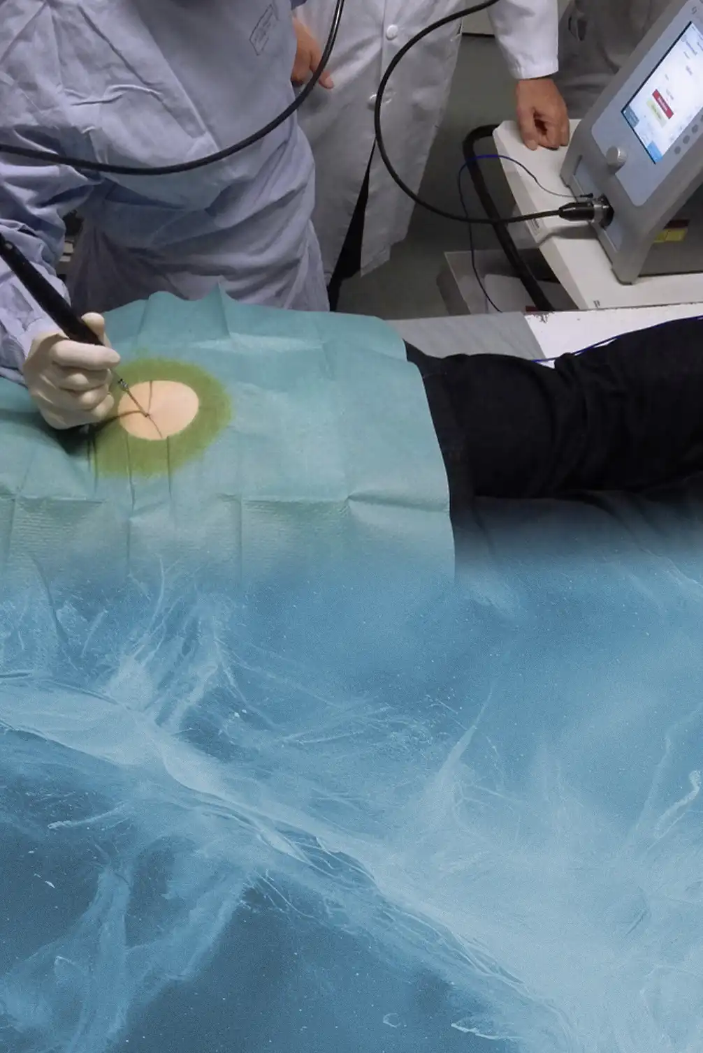 Foto: Anwendung des C3 CryoSystems am Rücken des Patienten